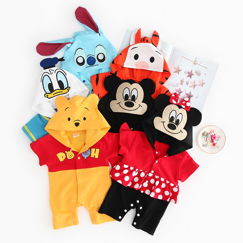 Áo liền quần hoodie in hình hoạt hình cho bé trai