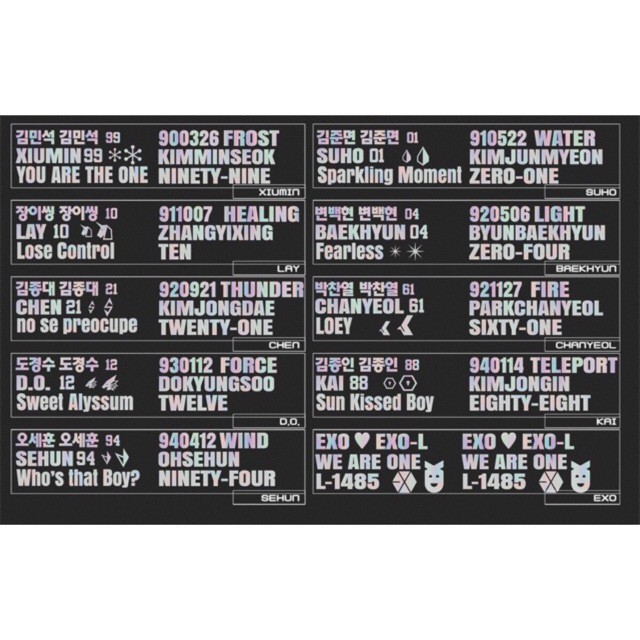 EXO ~ Sticker hologram 2018/ hình dán