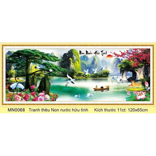 Tranh thêu chữ thập phong cảnh non nước hữu tình 120*65cm - thêu kín