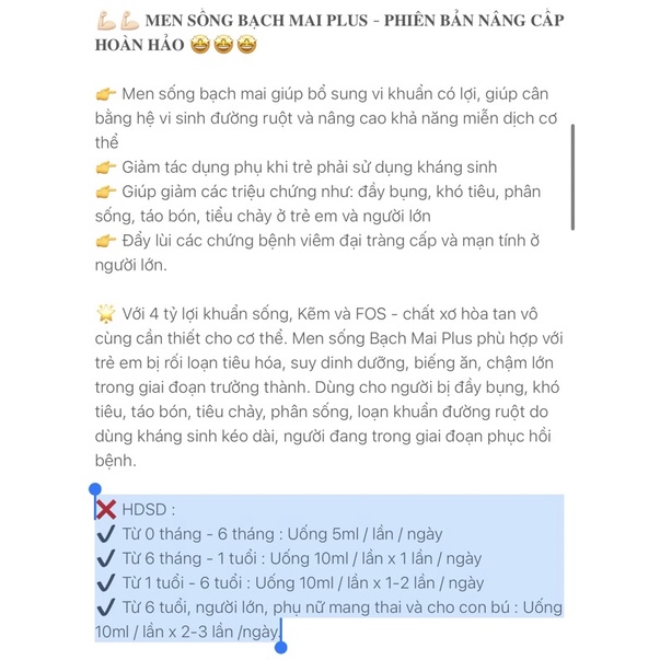 Men sống Bạch Mai Plus  mẫu mới