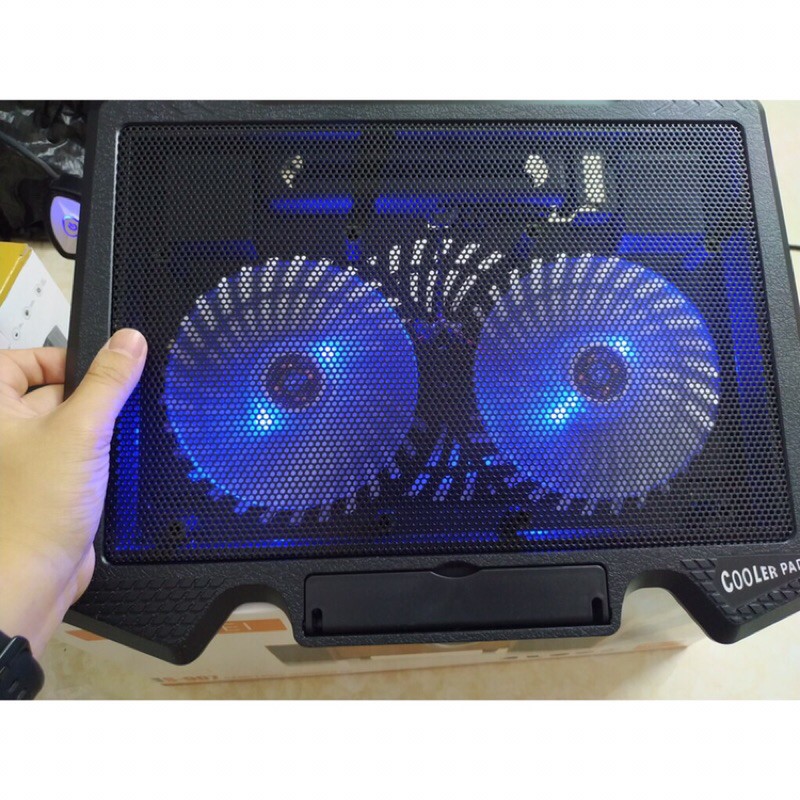 Đế Tản Nhiệt Quạt tản nhiệt Laptop Cool 2 Quạt, Đèn Led, Đế Nâng 17 Inch Trở Xuống