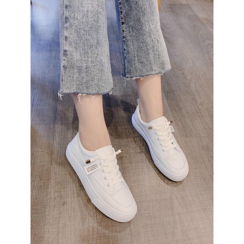 Giày nữ basic da mềm from ôm chân đi êm nhẹ dây rút mã mới