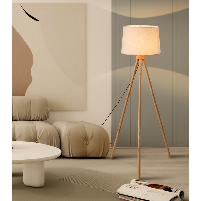 Đèn đứng MONSKY 3 chân gỗ để sàn cao cấp phòng khách ROSE X1 - Kèm bóng LED cao cấp