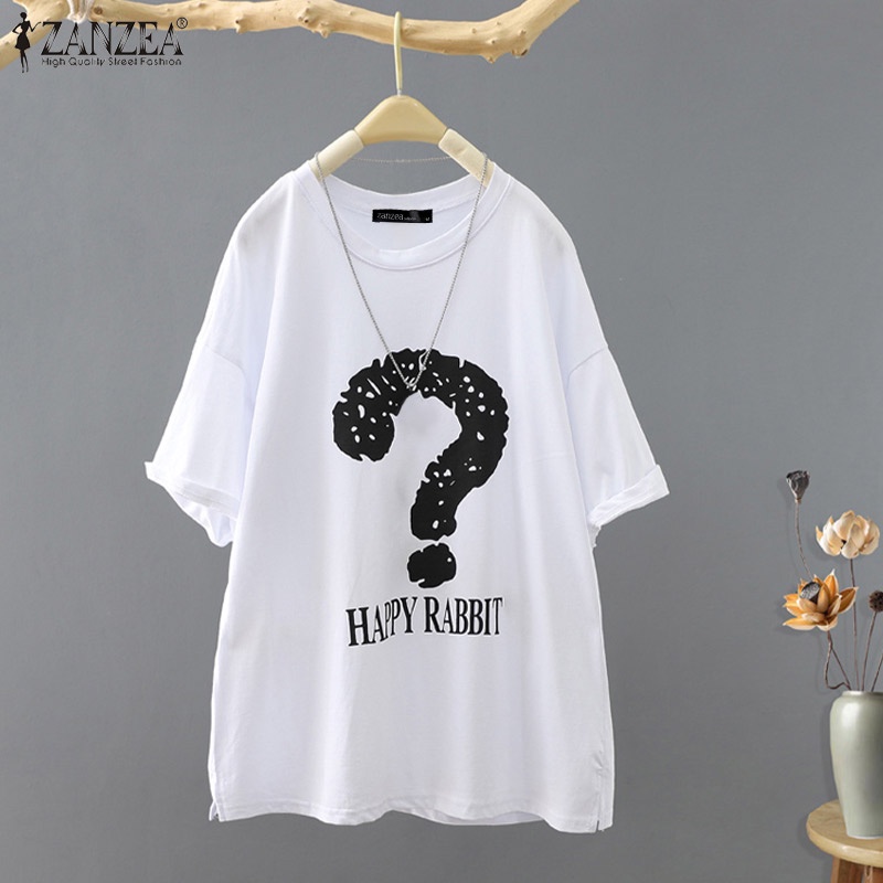 Zanzea Áo Thun Tay Ngắn Cổ Tròn In Họa Tiết Hoa Dành Cho Nữ