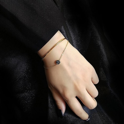 Vòng Tay Nữ 2 Tầng Titan Ko Đen TT 3071