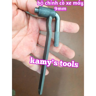 Công cụ chỉnh cò xe máy 2 trong 1 cán dẹt thép đen size vặn đai ốc 9mm, cây chình cò xe máy