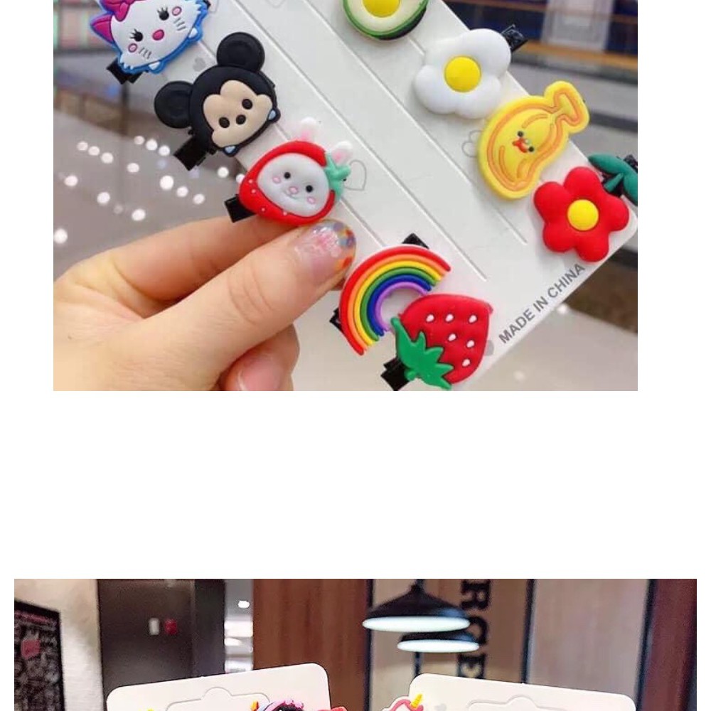 Vĩ 5 kẹp mái hoa quả trái cây cho bé gái hoạt hình dễ thương