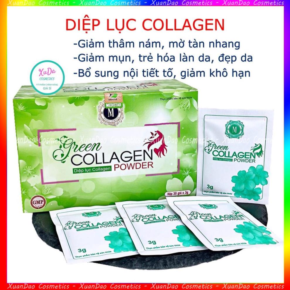 Diệp lục collagen green colagen hỗ trợ làm đẹp da giảm thâm nám mờ tàn nhang mụn giảm khô hạn tăng cường nội tiết tố nữ