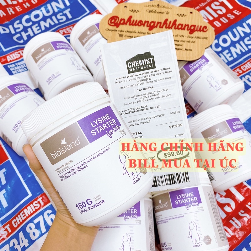 HÀNG CHUẨN AIR MUA TẠI ÚC - BỘT TĂNG CHIỀU CAO CHO BÉ TỪ 1-6TUỔI BIO ISLAND LYSINE 150G