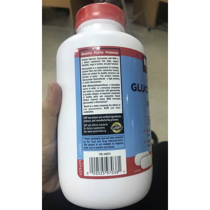 Viên uống Glucosamin HCL 1500mg With MSM 1500mg glucosamine Kirkland 375 Viên