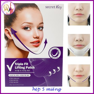 Combo mặt nạ nâng cơ mặt v-line secret key triple fit lifting patch