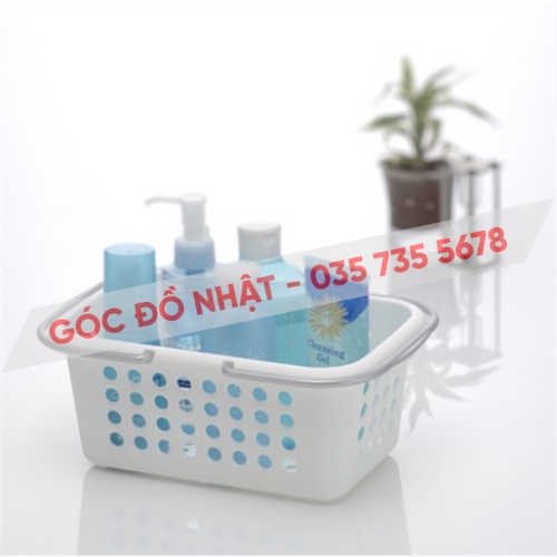 Giỏ nhựa đựng đồ có quay xách cỡ trung màu trắng nội địa Nhật Bản