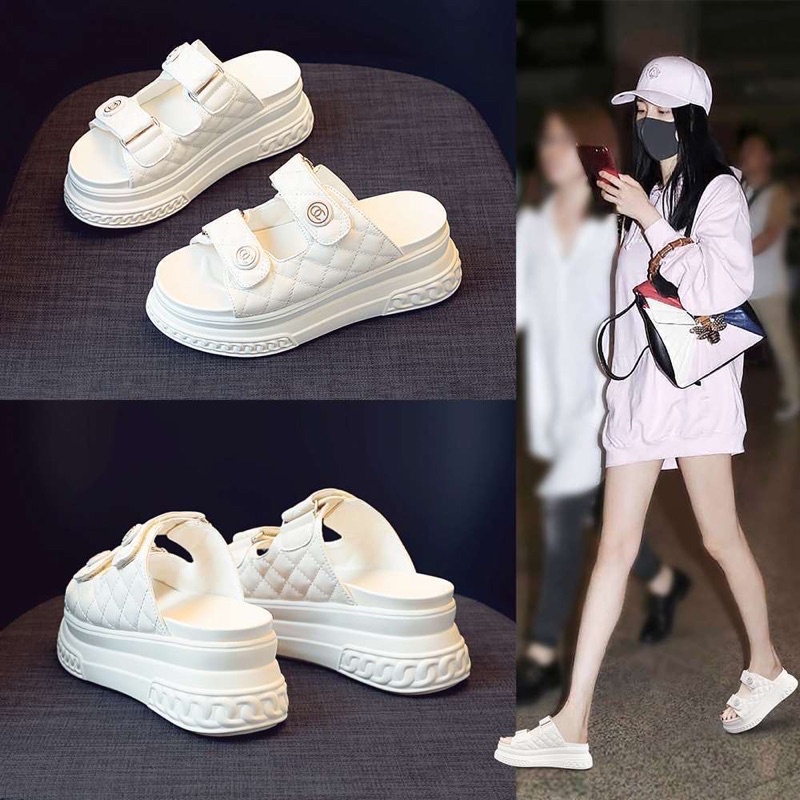 Dép nữ đế cao gg 7p 2 quai ngang siêu nhẹ rẻ đẹp thời trang