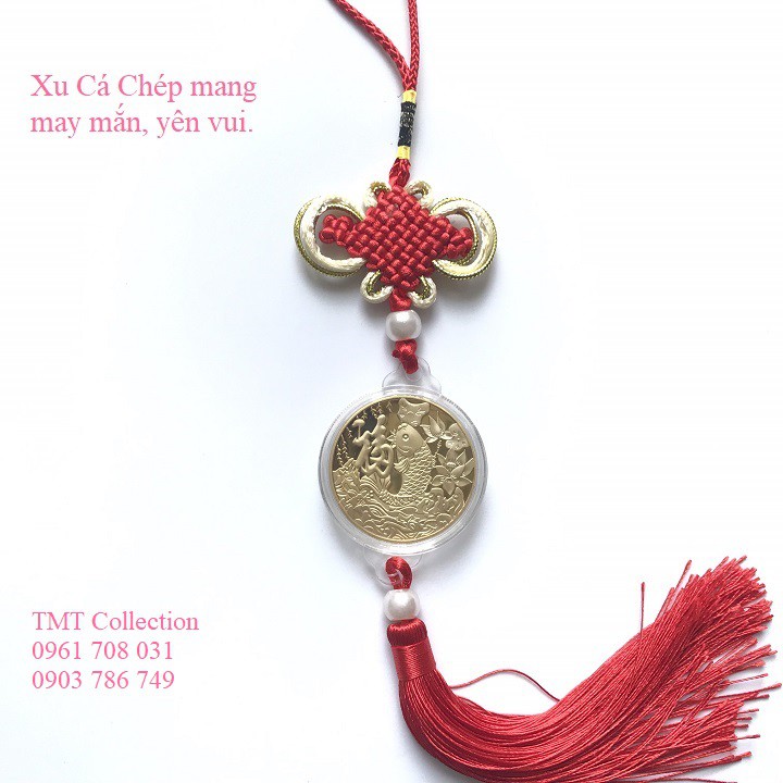 Dây treo may mắn xu hình Cá Chép màu đỏ hoặc vàng, mang lại may mắn - TMT Collection - SP001139