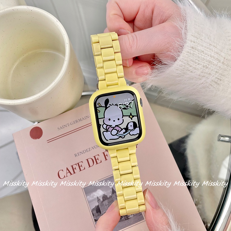Dây Đeo Nhựa Acrylic Màu Kem Cho Đồng Hồ Thông Minh Apple Watch 41mm 45mm 44mm 40mm 7 6 5 4 3 2 1 42mm 38mm