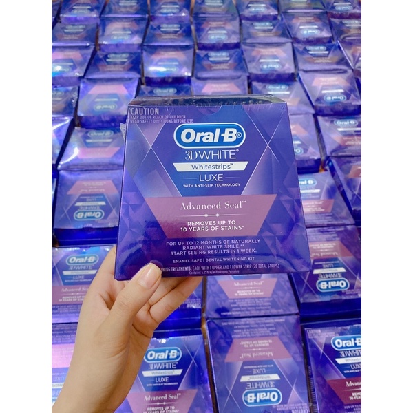 Miếng Dán Trắng Răng Oral B 3D White Luxe Advance Seal Whitening Treatment Úc