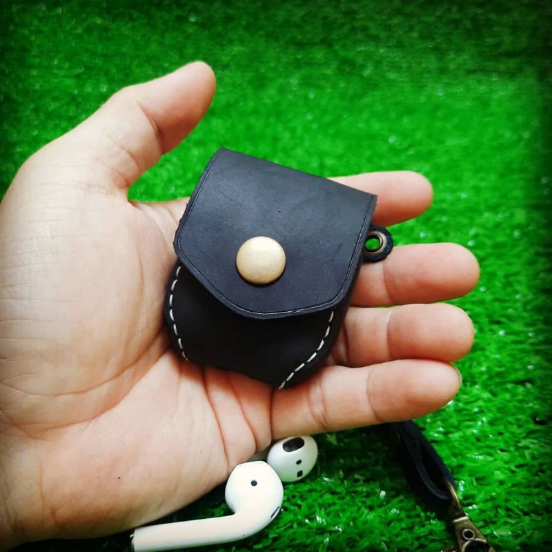 BAO DA AIRPOD 2, NÚT BÓP, CÓ DÂY (DA THẬT)