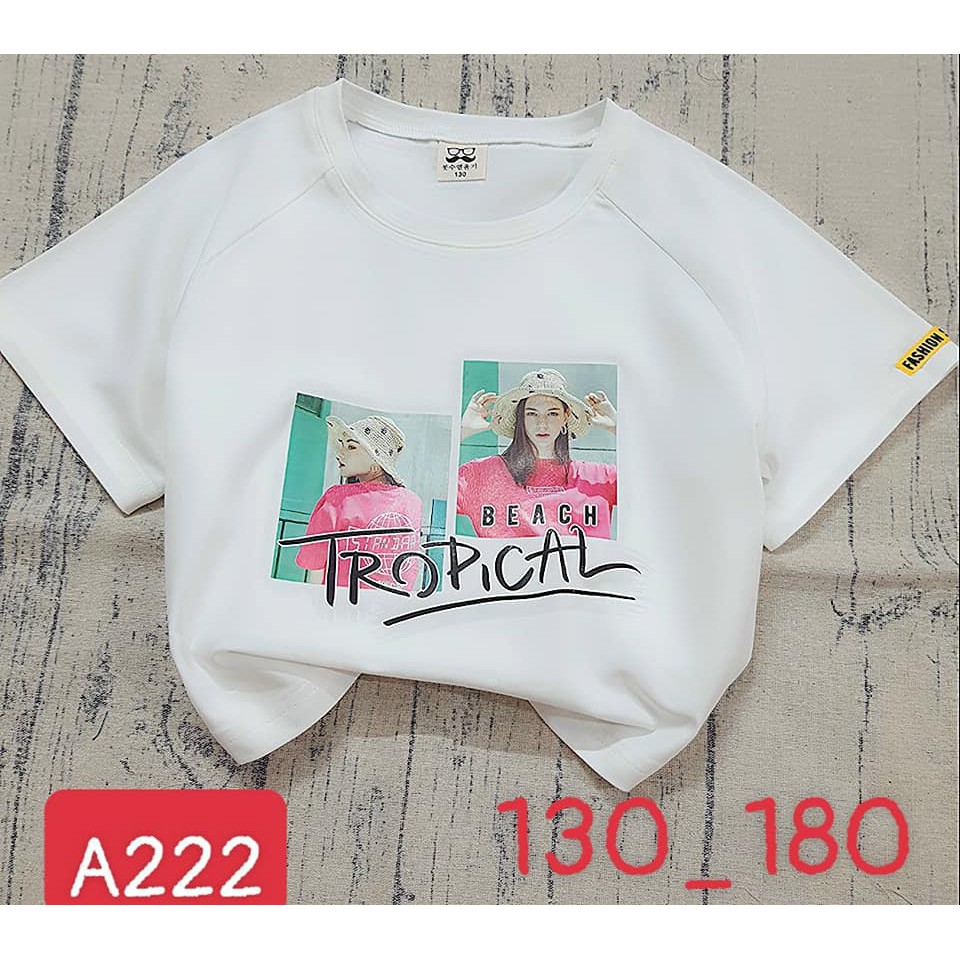 Áo croptop COOL bé gái điệu đà thun cotton xinh mát hàng nhập y hình 4 màu