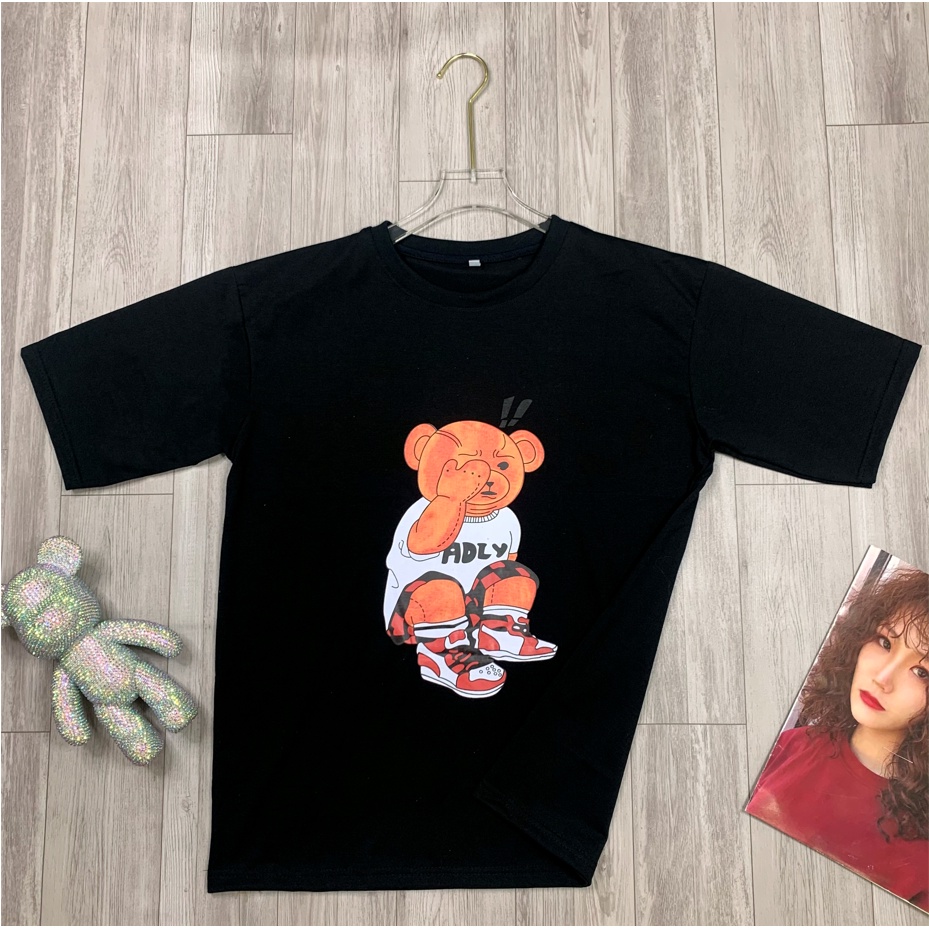 Áo thun tay lỡ Unisex Nam Nữ, Form rộng, áo phông rộng Free size, cotton, dày dặn, không nhăn, in hình Gấu 3D | BigBuy360 - bigbuy360.vn