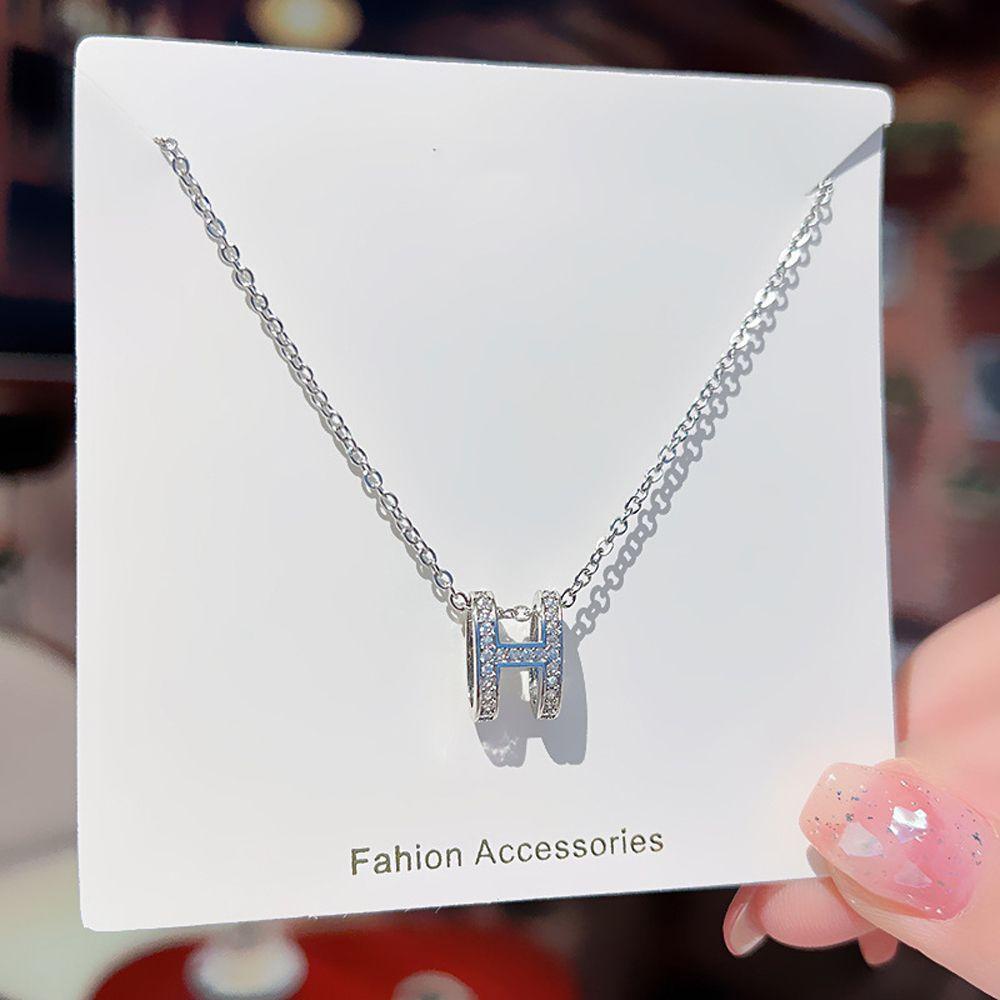 AROMA Dây Chuyền Thép Titan Mặt Chữ Phong Cách Vintage Hàn Quốc Cho Nữ