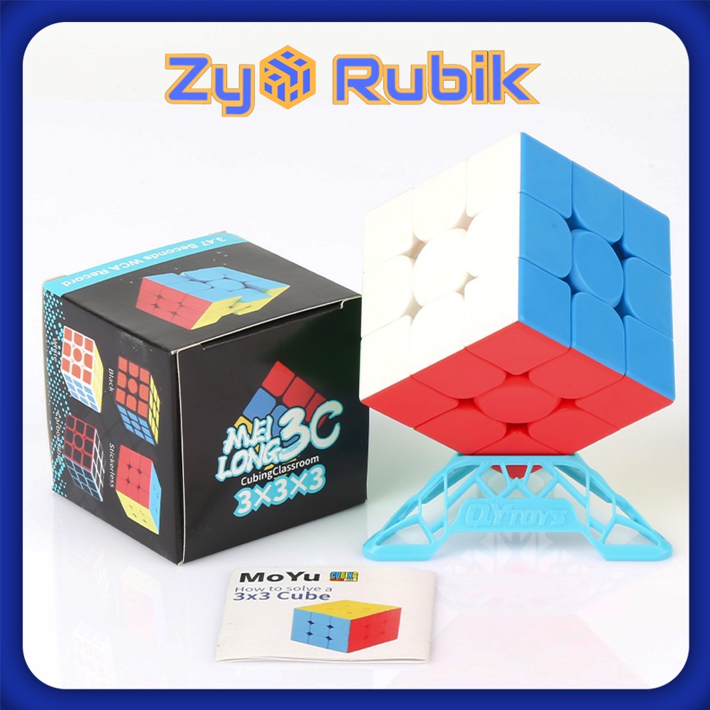 Rubik 3x3 Combo Moyu Meilong 3C/ Moyu meilong 3 MFJS Rubic 2022 Stickerless + Đế QiYi DNA ( Full màu ) - ZyO Rubik