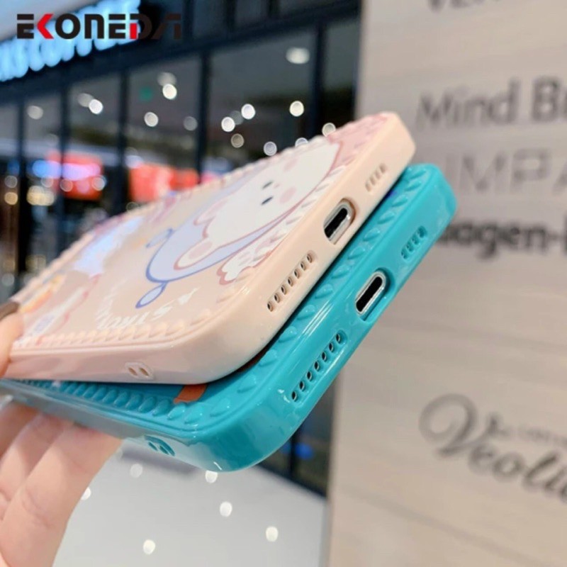 Ốp lưng viền vuông bảo vệ camera cho iPhone 6+ đến 12 Pro max in hoạt tiết siêu kute dễ thương