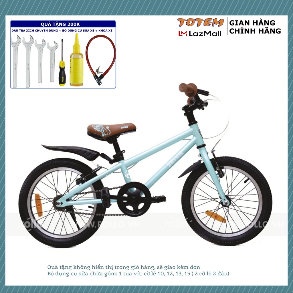 (Chính Hãng) XE ĐẠP TRẺ EM TOTEM Dáng Thể Thao Cho Bé 5-7 Tuổi 16 inch