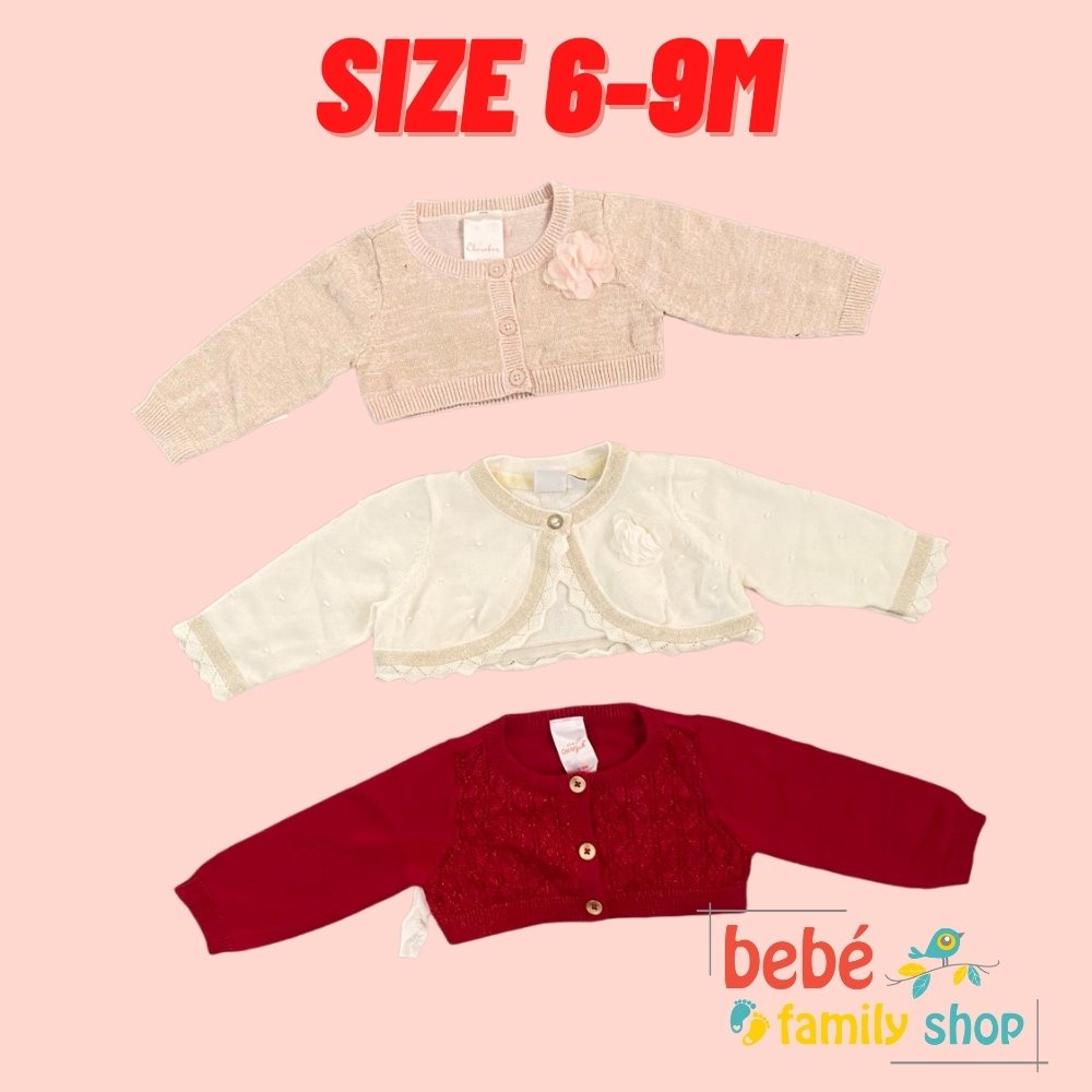 [6-9M] Áo khoác cardigan cho bé gái, sơ sinh hoạt tiết cực xinh, dễ thương