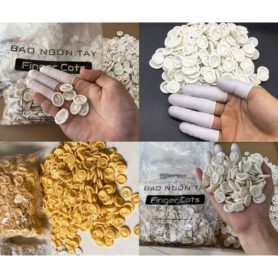 Bao ngón cao su VÀNG bảo vệ ngón tay tránh tiếp xúc hóa chất và xước bề mặt gói 500g