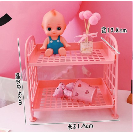 Kệ lưu trữ mỹ phẩm hai tầng có thể gập lại đơn giản tiện dụng cho nhà cửa