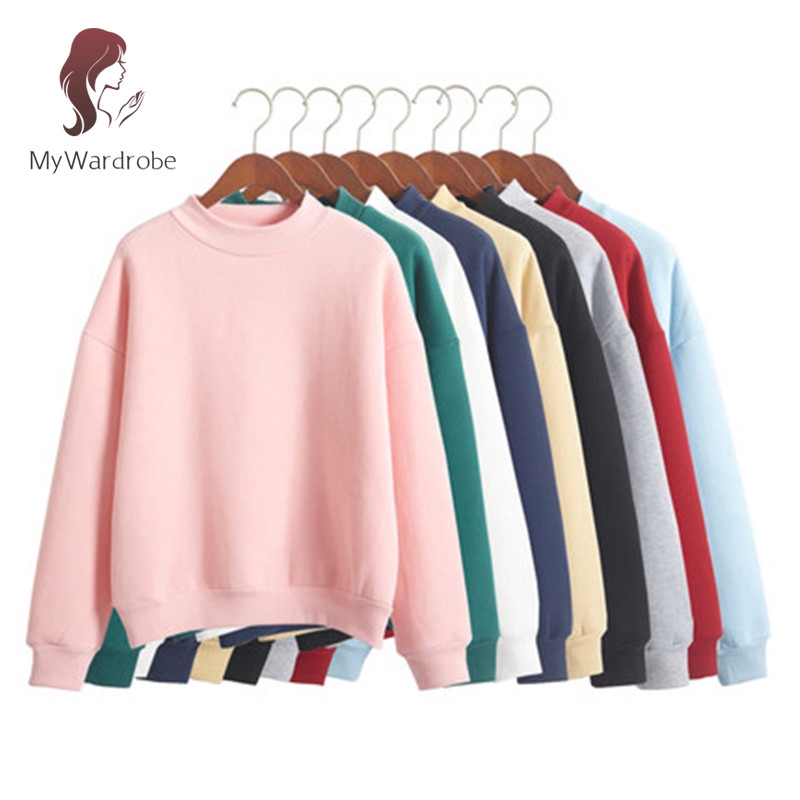 Women Solid Color Turtleneck Loose Long Sleeve Sweatshirt