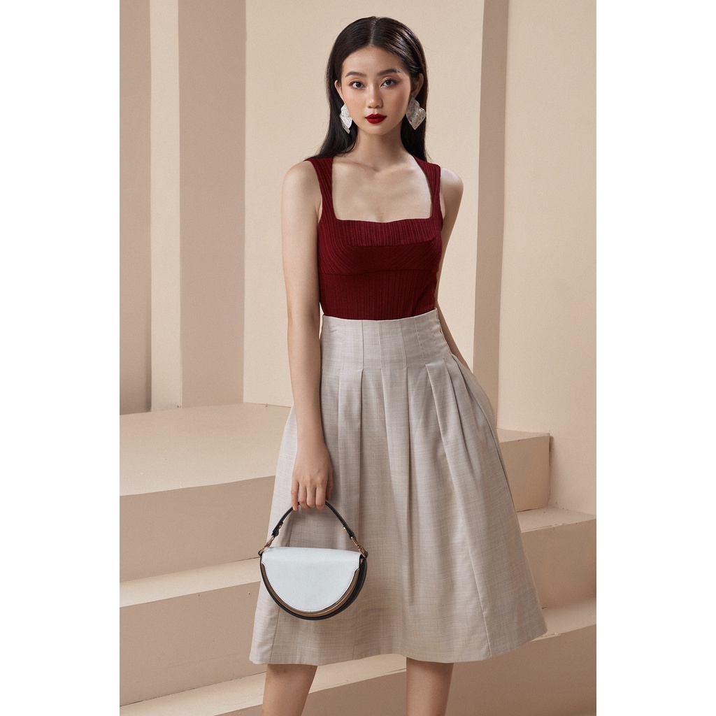 EVERLUXE - Áo 2 dây cổ vuông bodysuit thun len