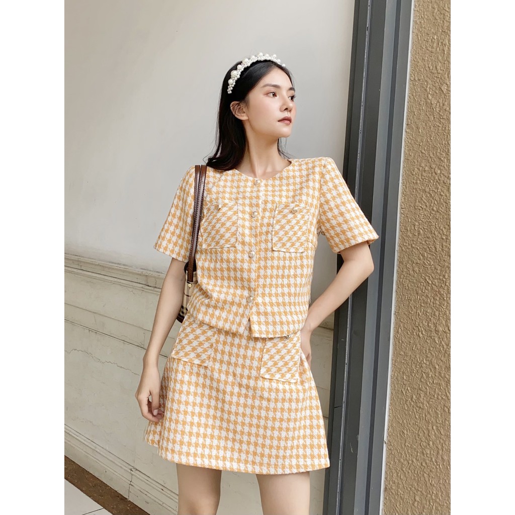 [Mã WABRHI5 giảm 15% đơn 599K] TUBYCATU | Váy bố ziczac vàng 2 túi | BigBuy360 - bigbuy360.vn