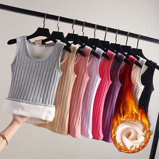 Áo ba lỗ lót lông cừu ôm dáng cá tính thời trang thu đông dành cho nữ
