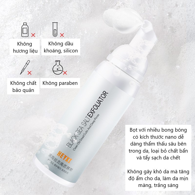 [HÀNG MỚI VỀ] Bọt Tẩy Da Chết Mặt Và Body HEYXI Muối Biển Đen Dưỡng Ẩm Sáng Da Black Sea Salt Exfoliator 100g  (HX35)