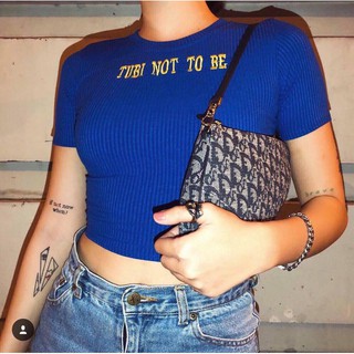 Áo Croptop Thun Gân Xanh Coban