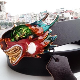 Thắt lưng nam mặt rồng da bò mặt khóa cài cao cấp HB01