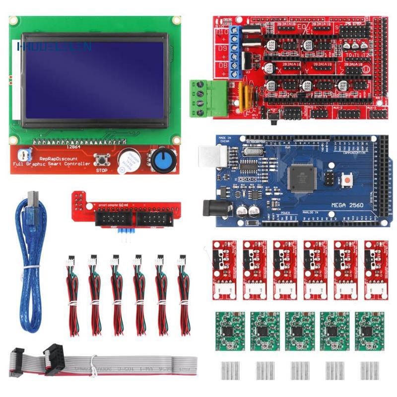 CNC 3D Printer Kit with Mega 2560 Board,RAMPS 1.4 Controller ,LCD 12864 , A4988 Stepper Driver for Arduino