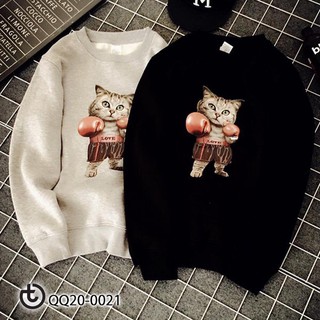 Áo nỉ “MÈO BOXING” 2 MÀU ĐEN, TRẮNG