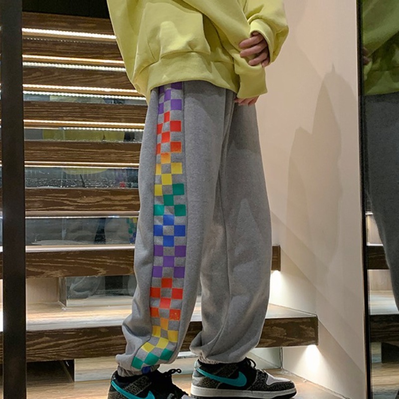 【M-3XL】Quần Thể Thao Ống Rộng Co Giãn Kẻ Sọc Nhiều Màu Thời Trang Cho Nam