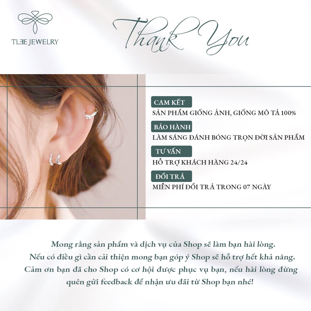 Khuyên tai bạc nữ TLEE vòng tròn phong cách Hàn Quốc sang trọng, hiện đại NCJ B0109