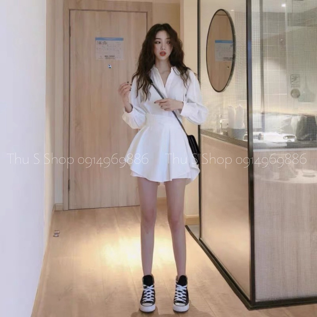 Set Váy Sơ Mi Suông Kèm Đai Buộc Tôn Dáng, Sơ Mi Kèm Quần Váy Chất Mềm Mịn THUS SV1C1 | BigBuy360 - bigbuy360.vn