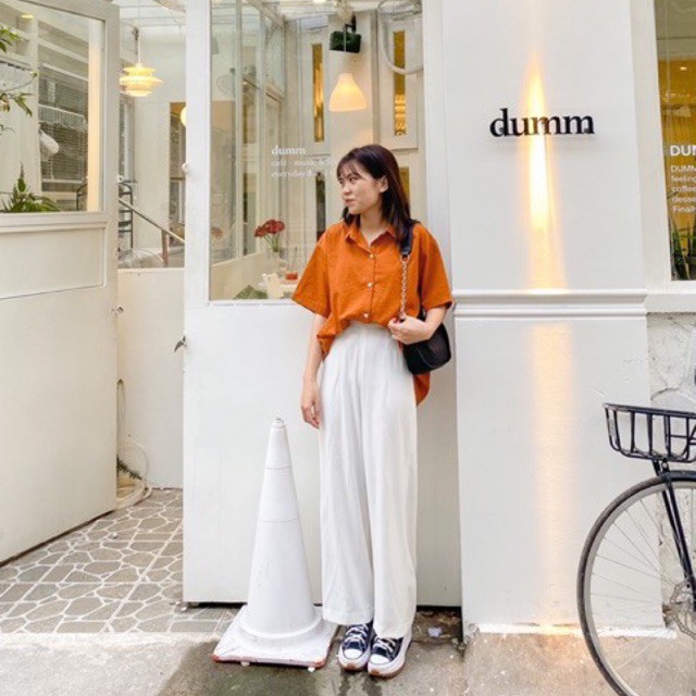 [HÀNG THIẾT KẾ - KOISÉ STUDIO] ÁO SƠ MI MÀU CAM CHÁY FORM RỘNG | BigBuy360 - bigbuy360.vn