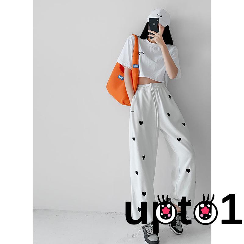 Quần Dài Nữ Ống Rộng Họa Tiết Trái Tim Thời Trang Cá Tính | BigBuy360 - bigbuy360.vn