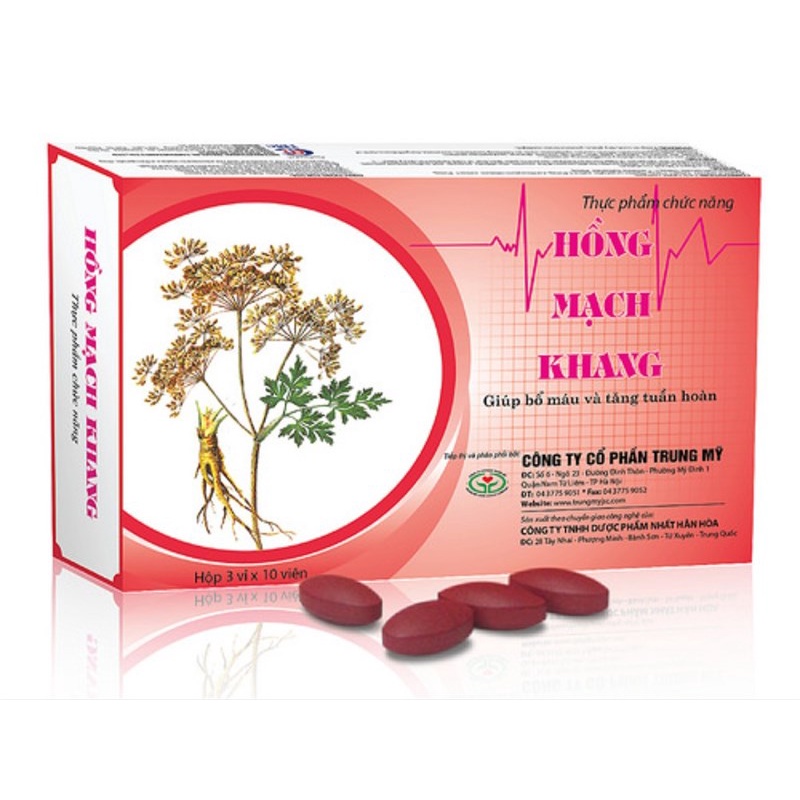 Hồng Mạch Khang - Mua 6 tặng 1 bằng tem tích điểm - cho người huyết áp thấp, giảm chóng mặt, đau đầu