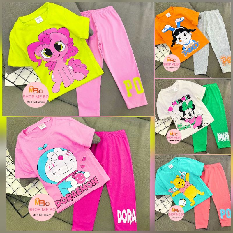 HOT HIT bộ tay ngắn quần dài size nhí bé gái thun cotton