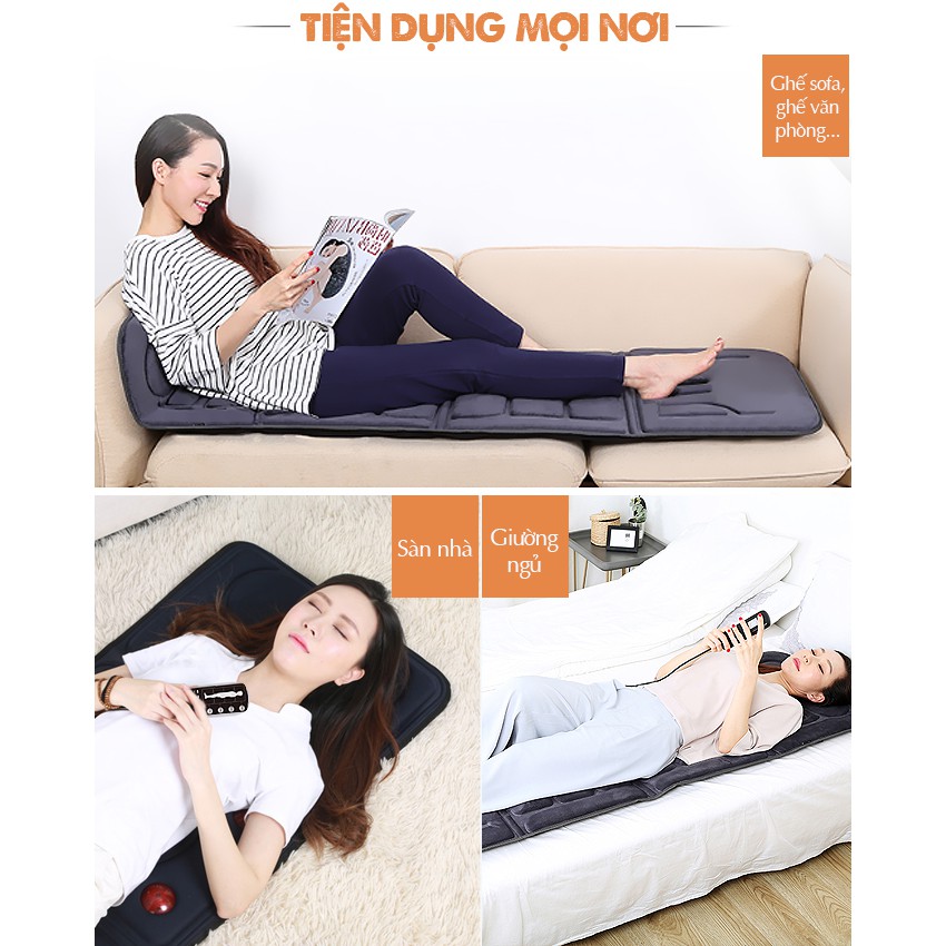 Nệm massage toàn thân nhiệt và đèn hồng ngoại OKACHI JP-M799 - màu đen