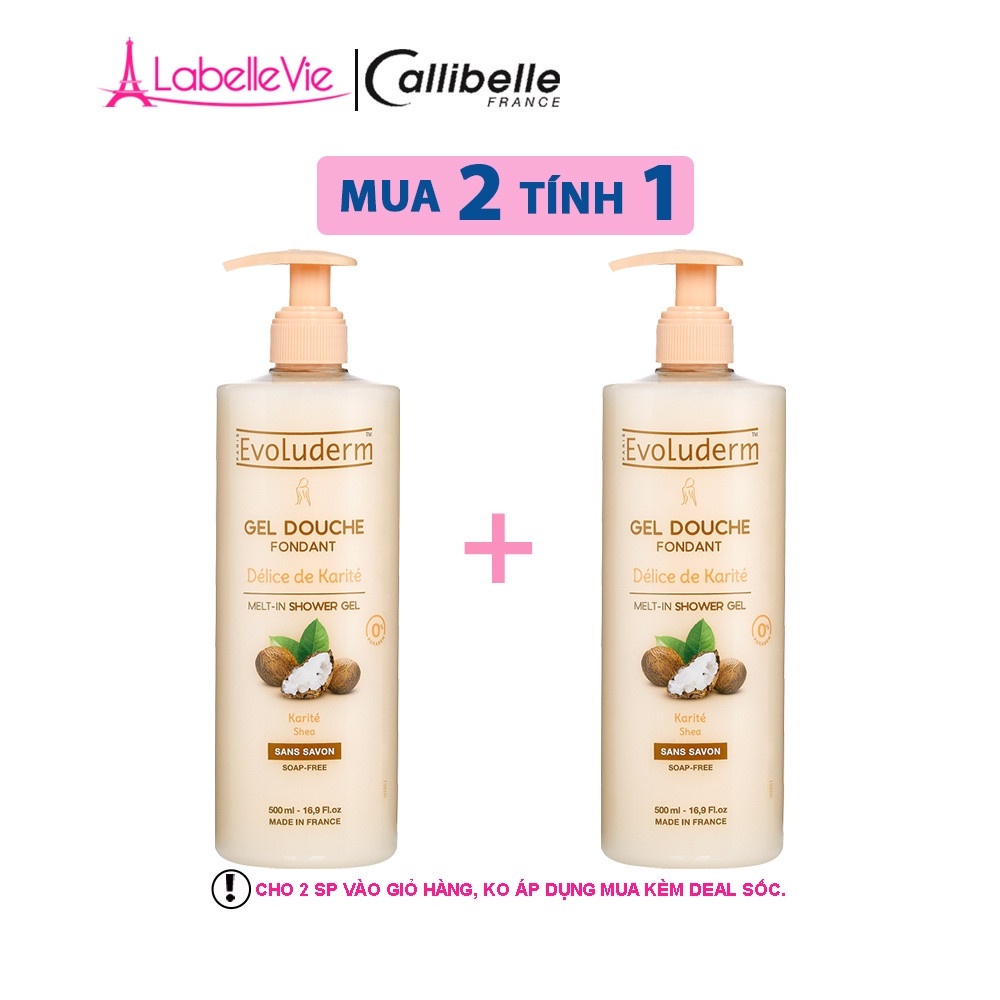 Gel tắm dưỡng da Evoluderm chiết xuất từ Bơ Hạt Mỡ - Karite 500ml (17302)