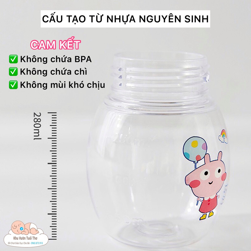 Bình tập uống chống sặc mỏ vịt an toàn cho bé từ 6 tháng tuổi 280 ml