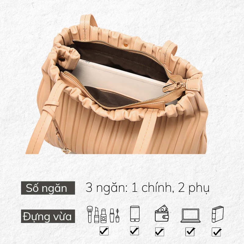 Túi tote MICOCAH xếp ly đựng vừa laptop đeo vai công sở size lớn đi làm đi học giá rẻ TINA SHOP M338 FSD410